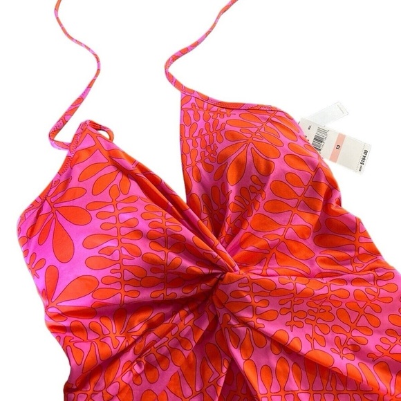 ๐ NWT Trina Turk Trellis Twist Plunge Maillot One Piece Swimsuit Size 10 - Picture 6 of 9